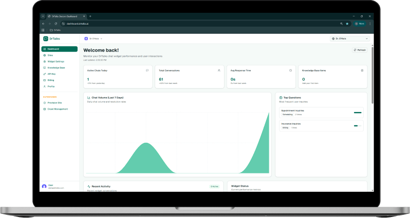 DrTalks AI Chat Widget dashboard preview